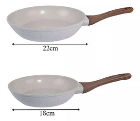 Jogo de panelas de cozinha Mimo Style Cook Fundo de Tripla Indução com 10 peças de alumínio marmol vanila