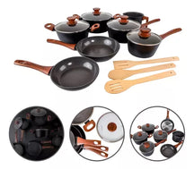 Jogo de panelas de cozinha Mimo Style Cook Fundo de Tripla Indução com 10 peças de alumínio marmol vanila