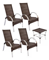 Conjunto 4 Cadeira Alumínio + Mesinha Piscina Sol E Chuva